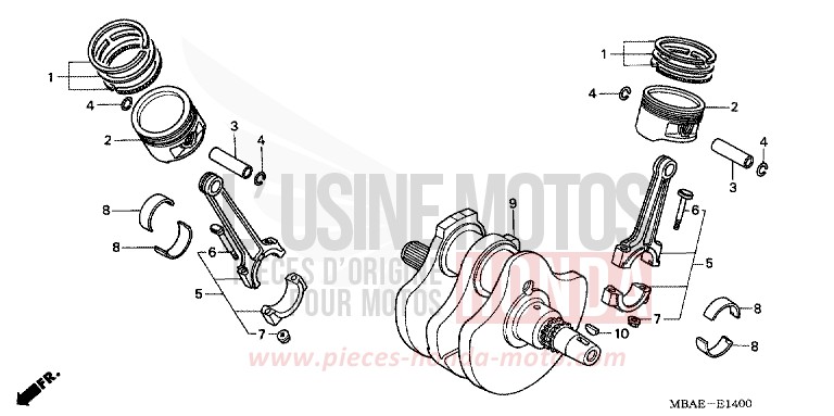 KURBELWELLE/KOLBEN von Shadow Aero REARL SEDONA RED (R223B) von 2001